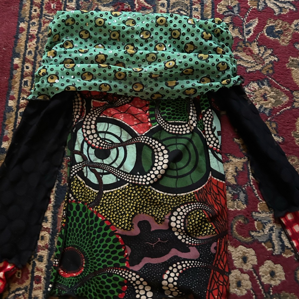 Jean Paul Gaultier Off Shoulder Sequin Pattern Mix Top - Picture 3 of 6